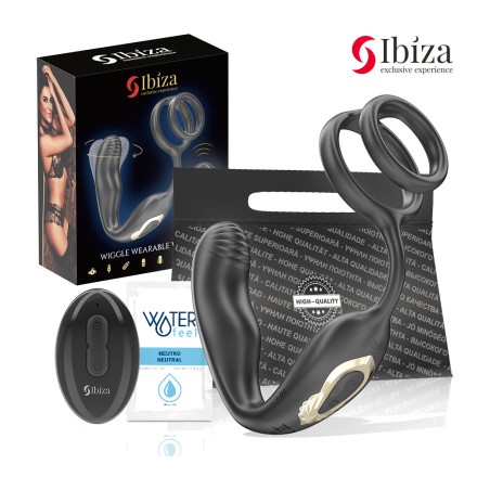 plug anale rotante con control remoto e vibrazione perineale e anelli per il pene wiggle-51662
