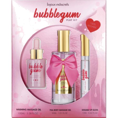 kit con aceite de masaje gel y brillo de labios bubblegum-play
