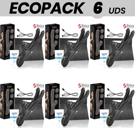 pack med 6 potentiale rabbit-vibratører med dobbelt undulation ecopack-hi-tech two dragons