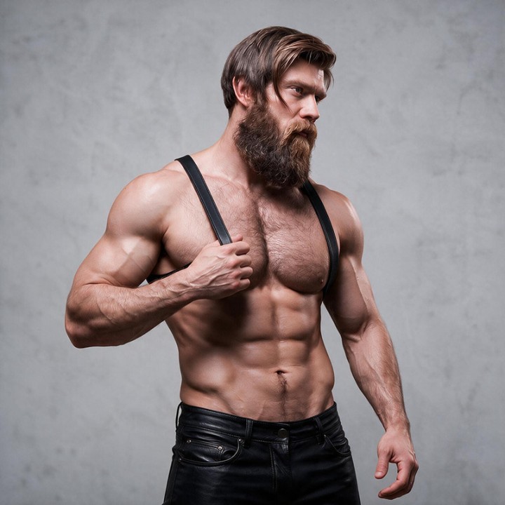 FETISH SUBMISSIVE Men's polyurethane back harness