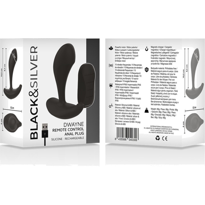 BLACKSILVER Analvibratör av silikon med fjärrkontroll