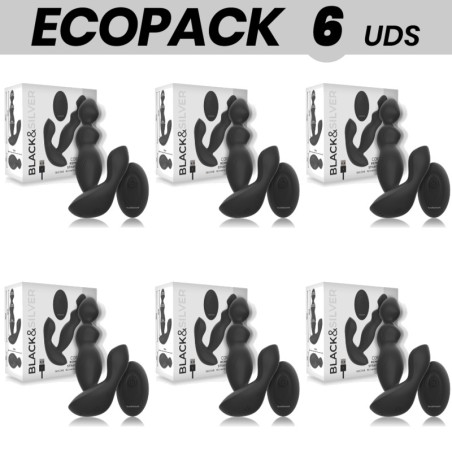 paquet de 6 plugs prostàtics vibrants de silicone amb control remot ecopack cora