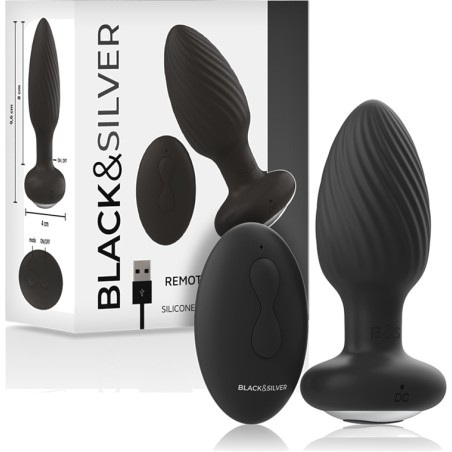 rotating silicone anal plug with remote control wells