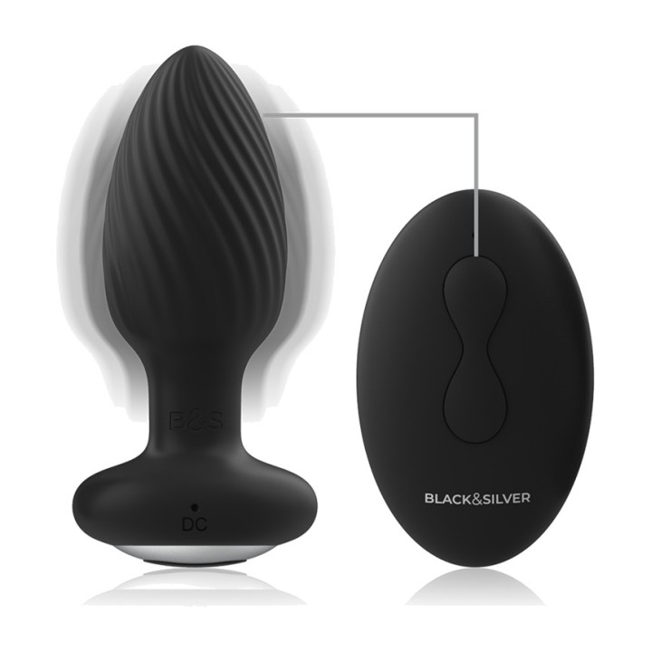 BLACKSILVER Rotating silicone anal plug with remote control