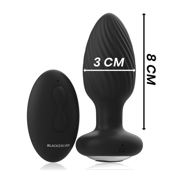 BLACKSILVER Plug anal rotator de silicione cu control remote