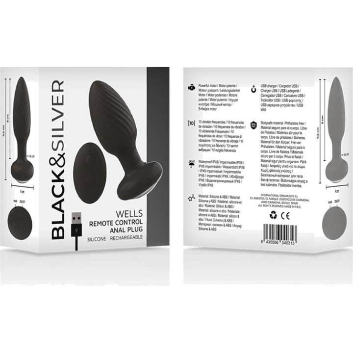 BLACKSILVER Plug anal rotatif en silicone avec télécommande