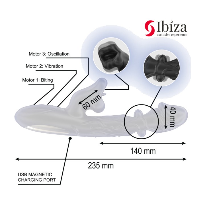 IBIZA TECHNOLOGY Clitoral vibrator with kissing effect and