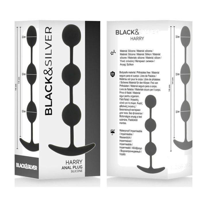BLACKSILVER Rosario anal de silicone com 3 esferas HARRY 14