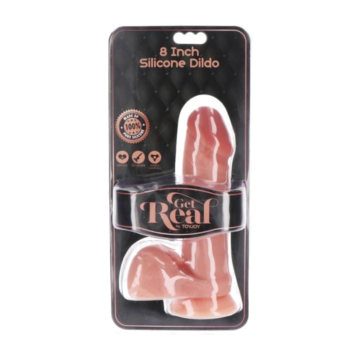 GET REAL Dildo realista de silicone com testículos 20,5 CM