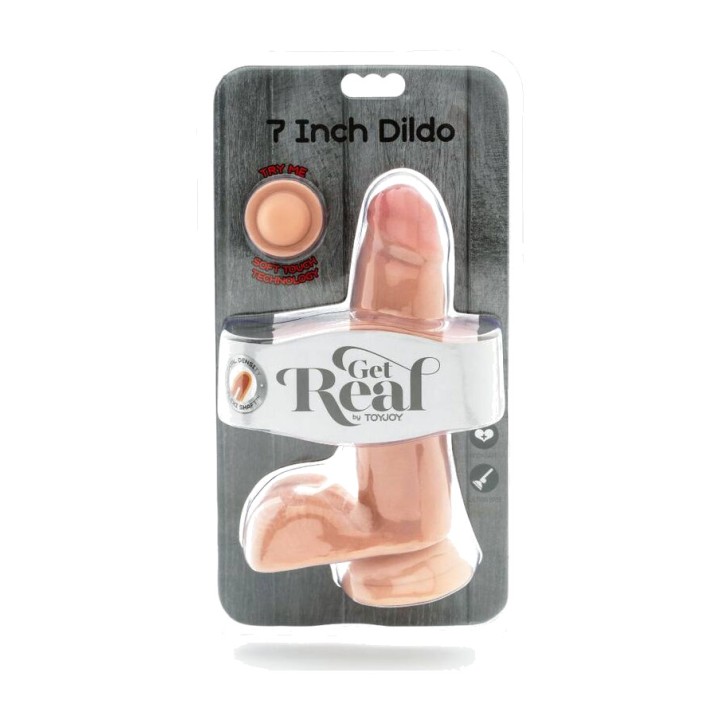 GET REAL Valóságos dupla sűrűségű dildó tesztisesessel 12 CM