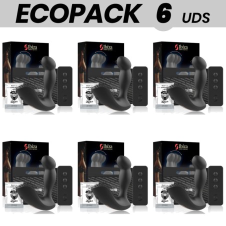 pack med 6 anal massager med fjernstyret ecopack 11x4cm