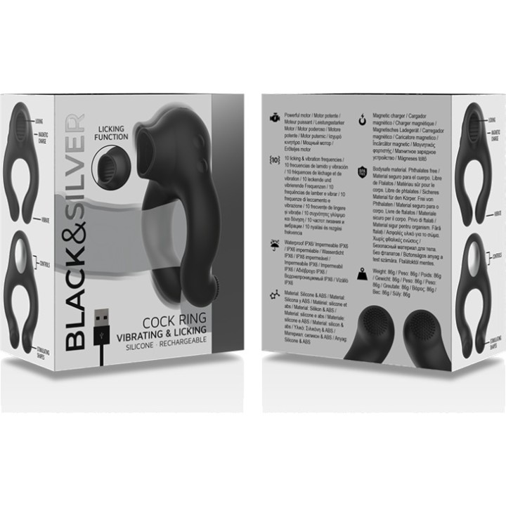 BLACKSILVER Vibreringsring for penis af silicon med 3