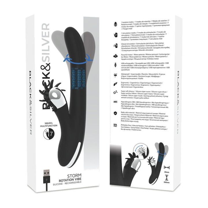 BLACKSILVER Vibrator cușcă cu rotație BUNNY STORM D-232418