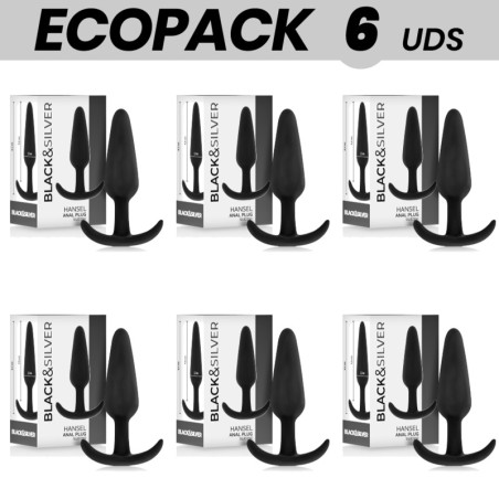 kit com 6 plugs anal pequenos de silicone com alça ecopack-hansel