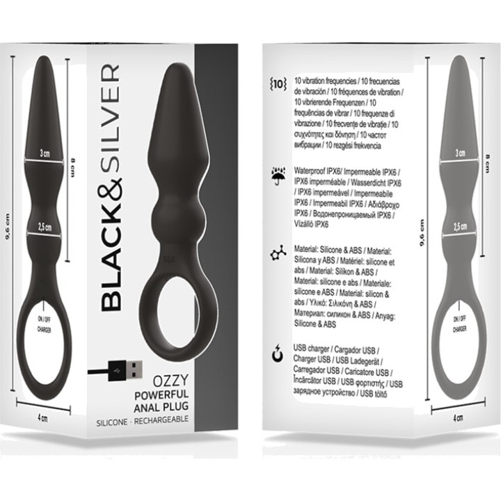 BLACKSILVER Kraftfull vibrerande silikon analplug OZZY