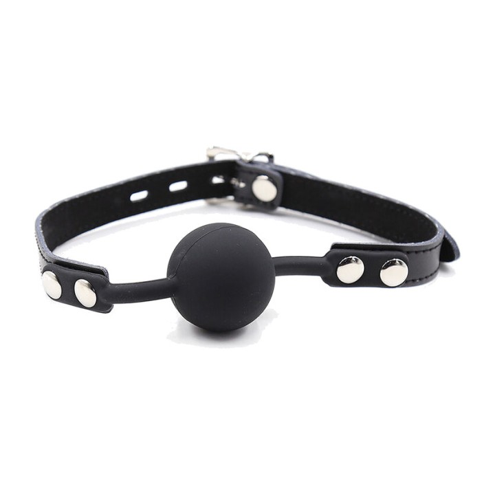 OHMAMA Silicone ball muzzle with leather strap and lock