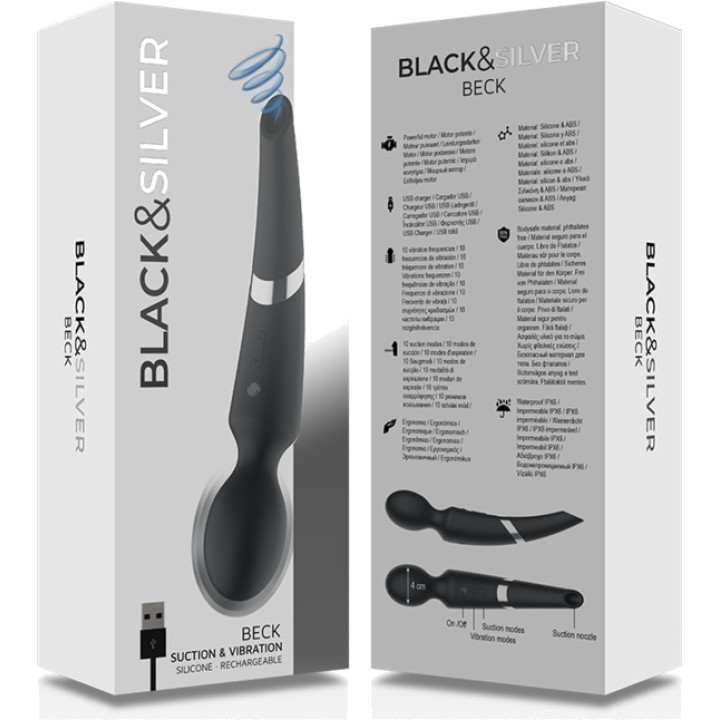BLACKSILVER Massagesvamp och klitorisvakuum i ett av silikon