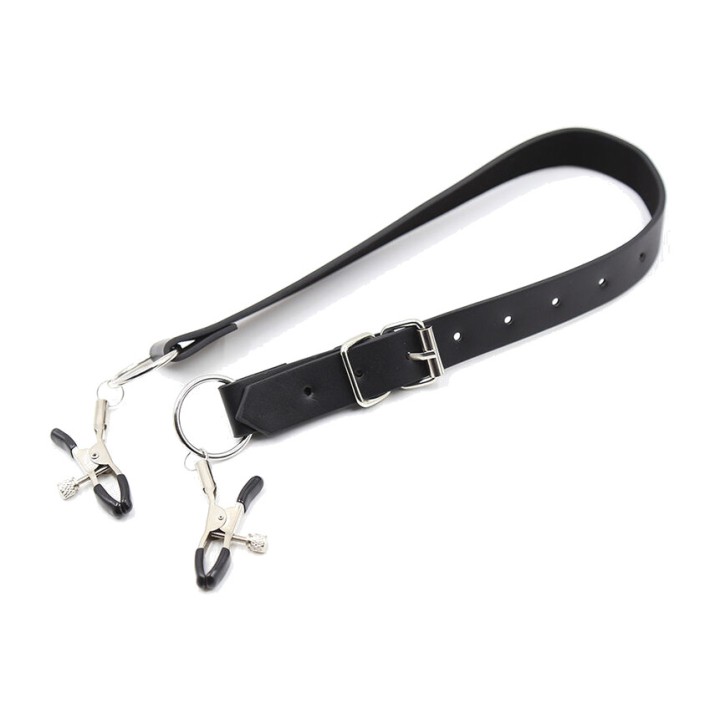 OHMAMA Pinzas de clítoris con correas para piernas FETISH