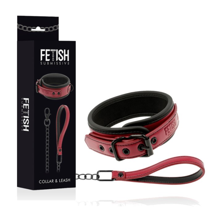 FETISH SUBMISSIVE Collare con catena e imbottitura in