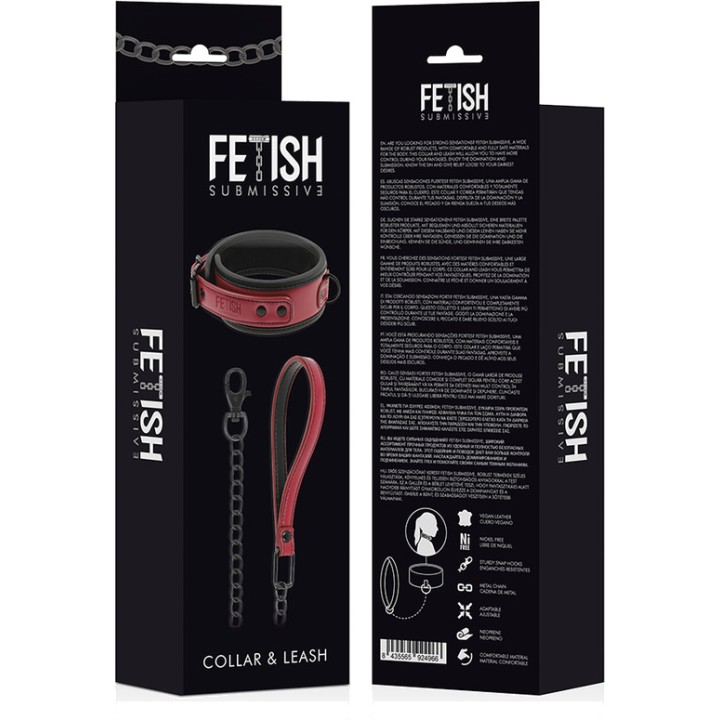 FETISH SUBMISSIVE Colar com corrente e forro de neoprene