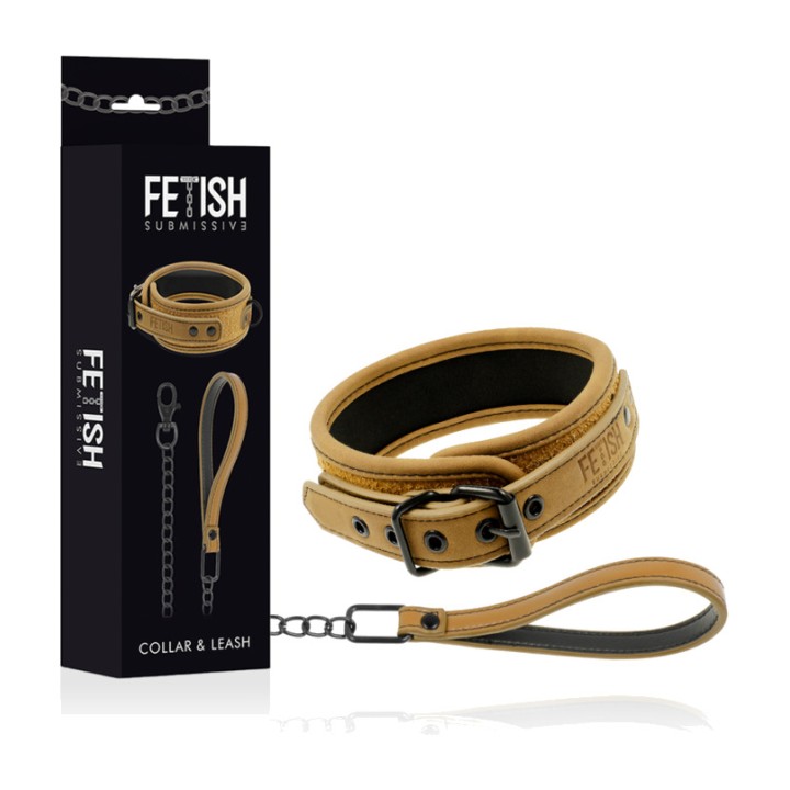 FETISH SUBMISSIVE Necklace with chain and neoprene lining