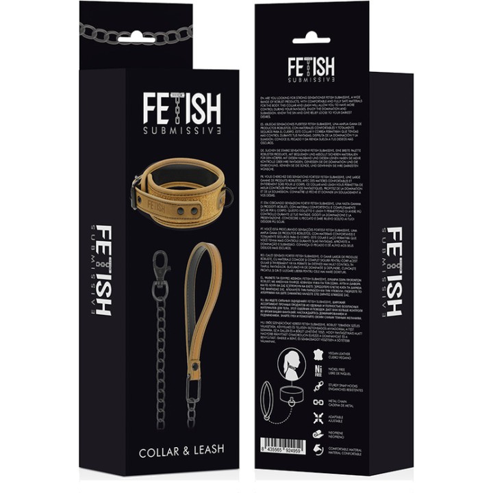 FETISH SUBMISSIVE Necklace with chain and neoprene lining