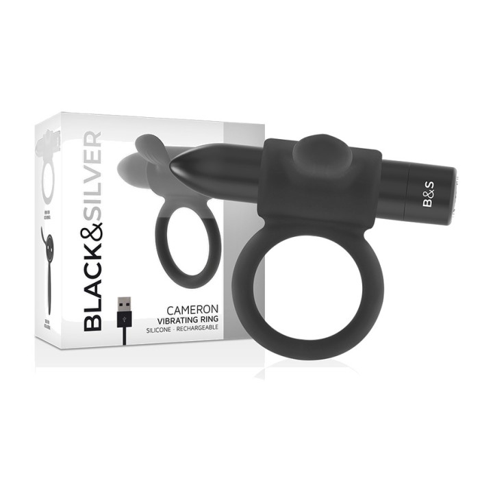 BLACK&SILVER Anillo vibrador recargable para el pene