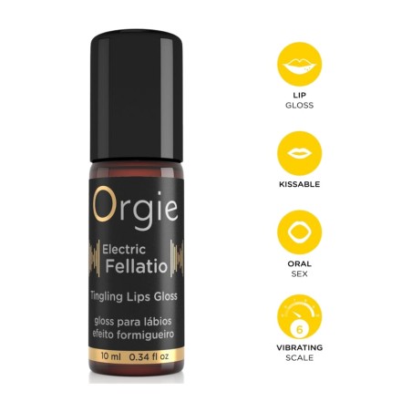kissable lip gloss with vibration effect electric-fellatio 10 ml
