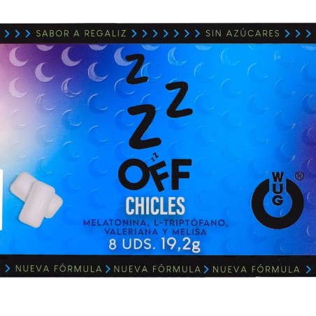 complemento alimenticio en chicle para relajarse y dormir mejor wug off 8 uds