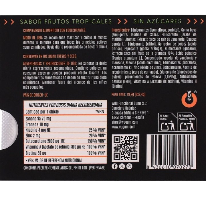 WUG Complement alimentari en xiclo que prepara la pell abans
