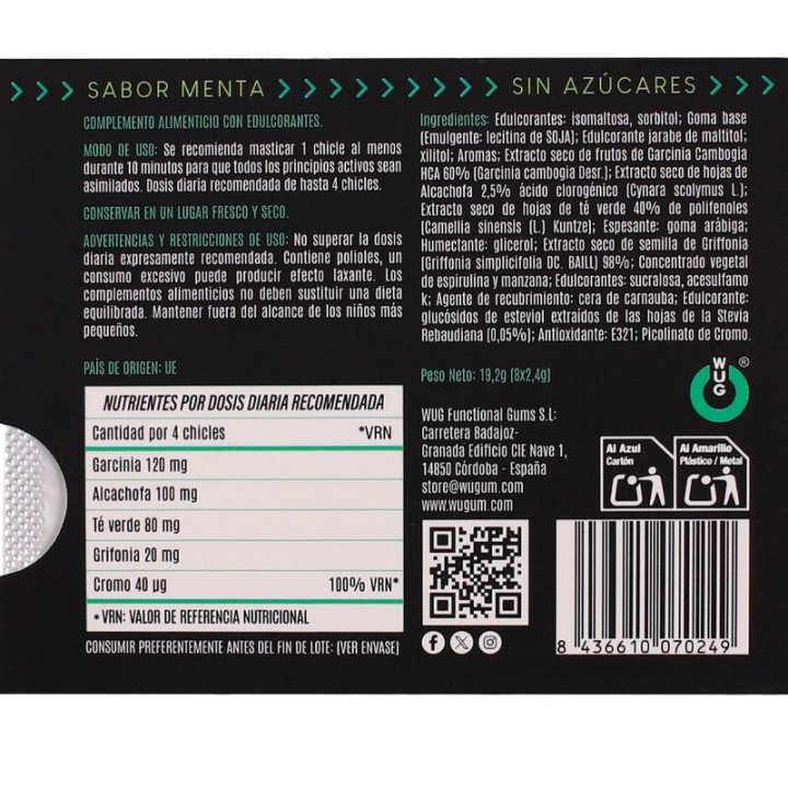 WUG Complemento alimenticio en chicle para controlar