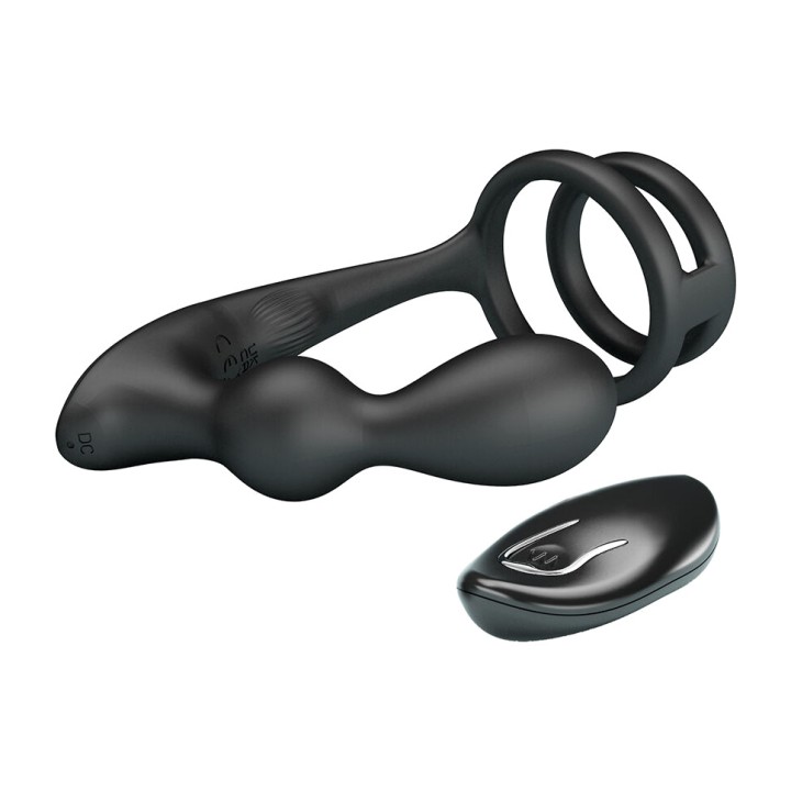 MR PLAY Plug anal com vibração e anel para pênis controle