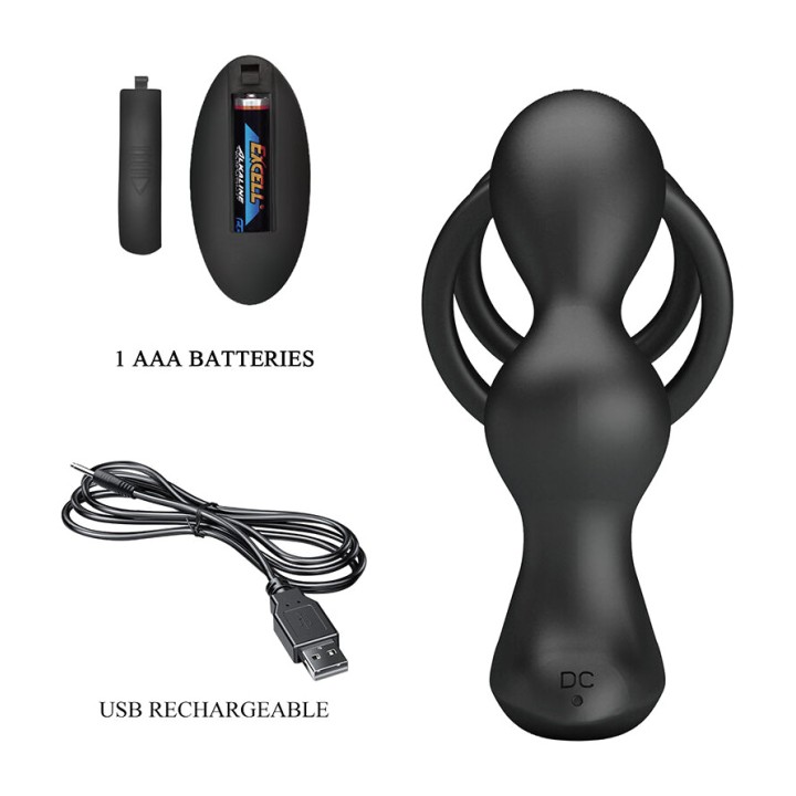 MR PLAY Analplug mit Vibration und Ring für Penis