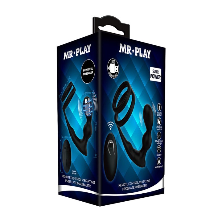 MR PLAY Anal plug with vibration and penis ring, remote