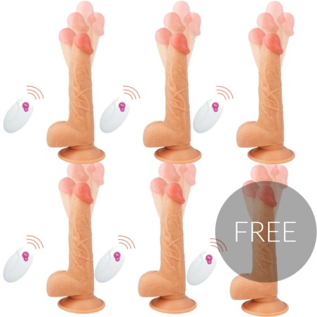 pack of 6 realistic vibrators with remote control mr john 5+1 23,88cm ø4,3cm