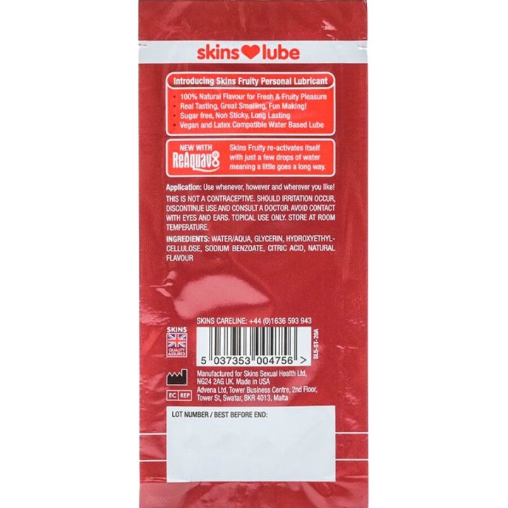 SKINS Single-dose water-based lubricant with flavor
