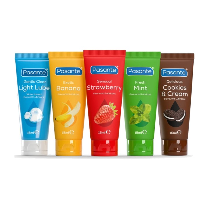 PASANTE Pack de lubricantes sabores variados 15 ML 5 UDS