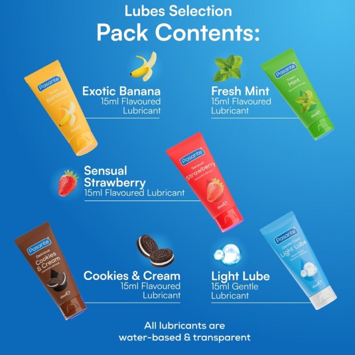 PASANTE Kit de lubrificantes sabores variados 15 ML 5 UDS