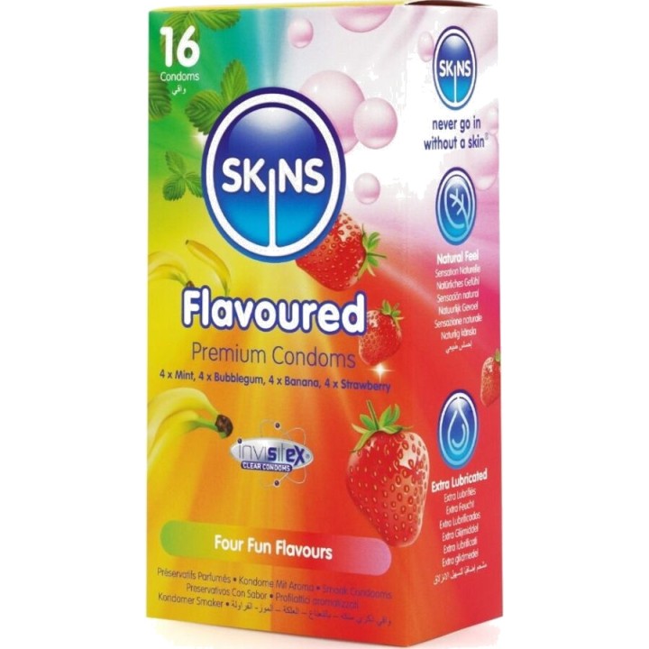 SKINS Förpackade nypa prylar med olika smaker MULTI-16 UDS