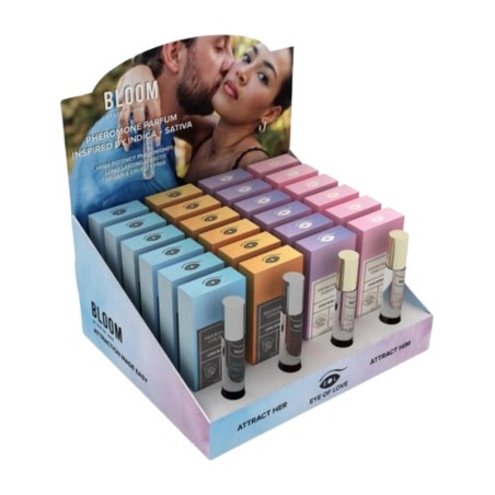 perfume display with pheromones bloom 4x6 10 ml