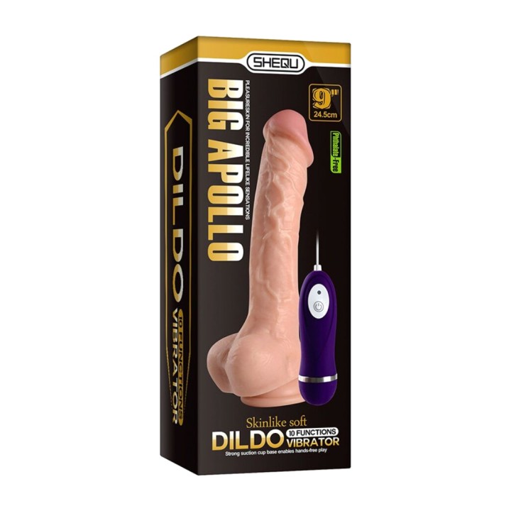 SHEQU Remote-controlled vibrating dildo APOLO 24,5 CM
