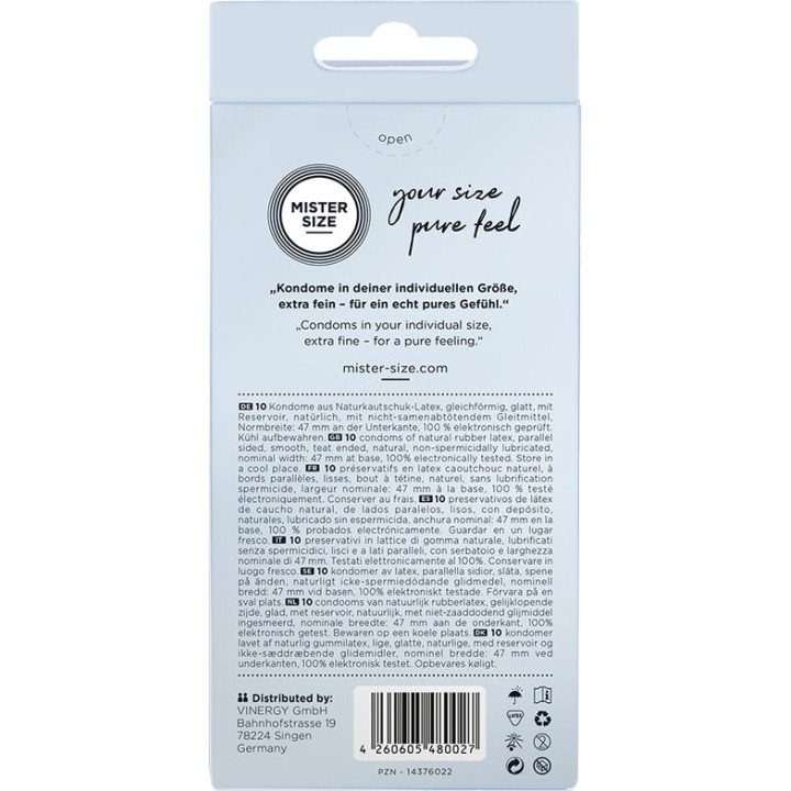 MISTER SIZE Aangepaste condooms 47 MM 10 UDS D-242276