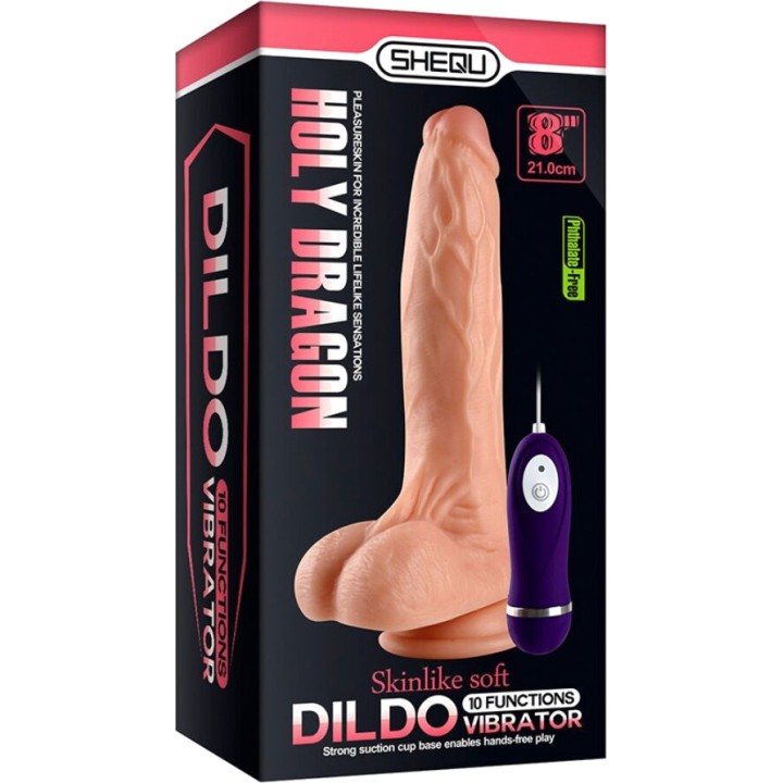 SHEQU Remote-controlled vibrating dildo HOLY DRAGON 20,5 CM