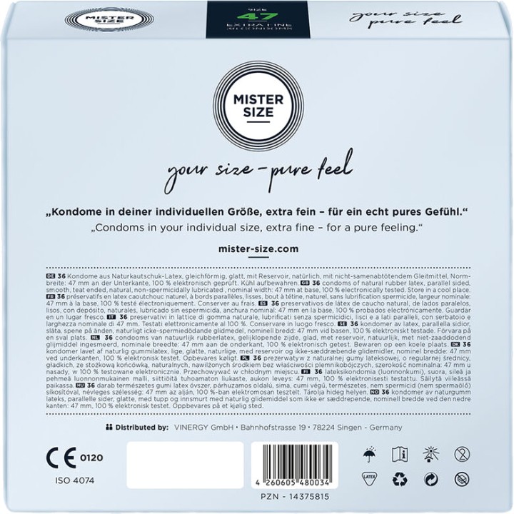 MISTER SIZE Preservatius a mesure 47 MM 36 UDS D-242283