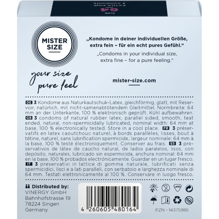 MISTER SIZE Aangepaste condooms 64 MM 3 UDS D-242274