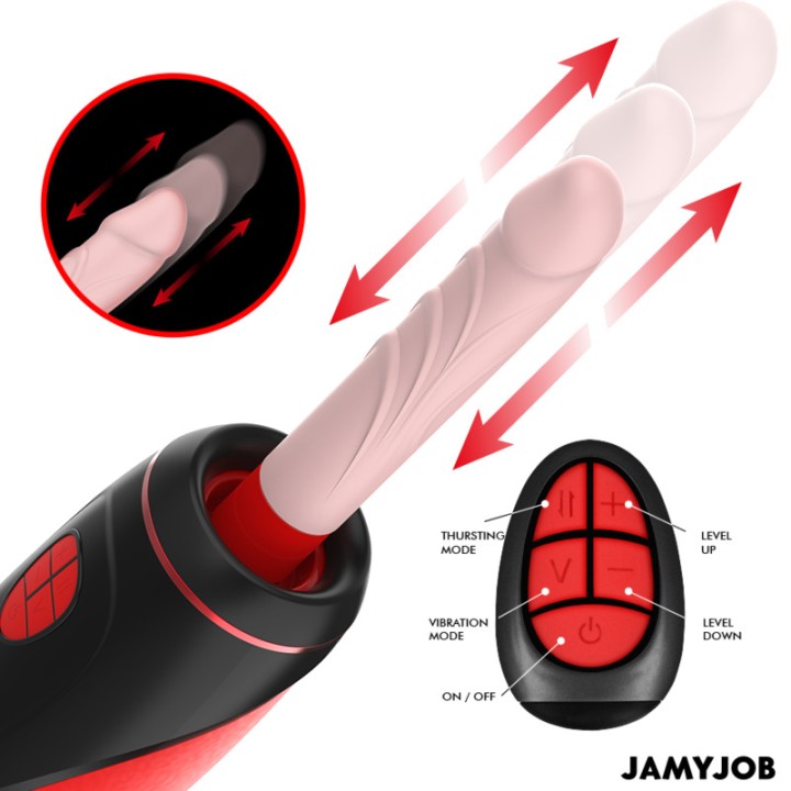 JAMYJOB Macchina sessuale automatica con dildo e telecomando