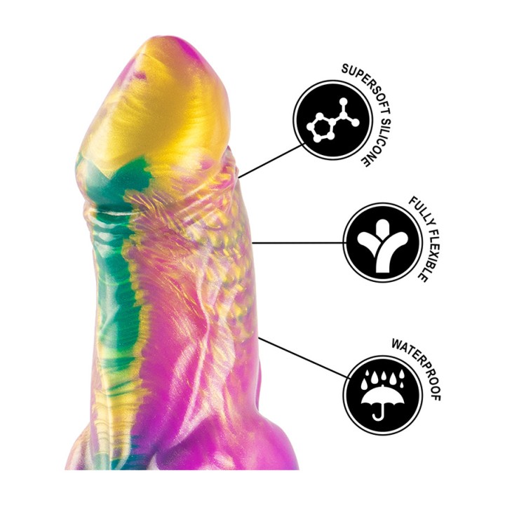 EPIC Rainbow fantasy dildo with testicles IRIS D-239467