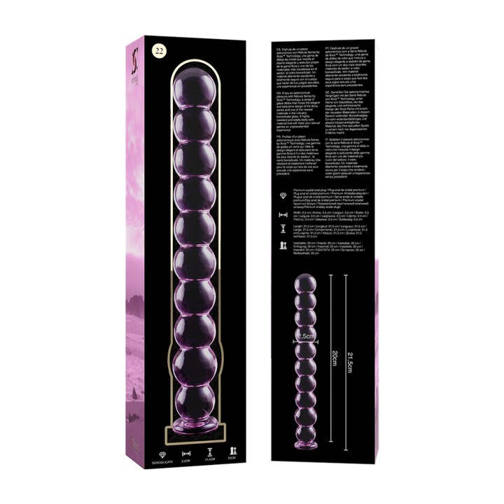 IBIZA TECHNOLOGY Dildo di vetro NEBULA 22 21,5CM Ø2,5CM