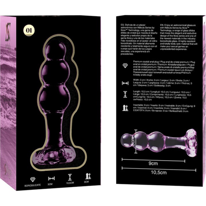 IBIZA TECHNOLOGY Plug anal de cristal NEBULA 1 10,5CM Ø3CM