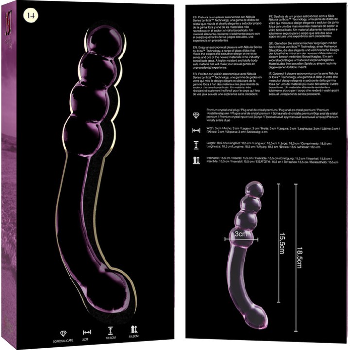 IBIZA TECHNOLOGY Glass dildo NEBULA 14 18,5CM Ø3CM